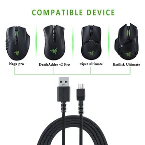 Cavo di ricarica in nylon micro-USB da 1,8 m per mouse wireless Razer Naga Pro Death ADDER V2 Viper ULTIMATE <span class=keywords><strong>Basilisk</strong></span> Ultimate - Product Image 6