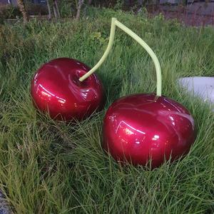 Sculpture décorative moderne en métal de jardin en acier inoxydable et en cerisier pour l'extérieur - Product Image 4