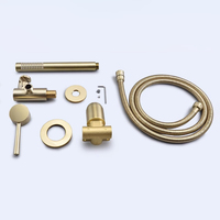 Ensemble de douche thermostatique massant à poignée unique en acier inoxydable brossé jaune doré foncé, conception pressurisée pour salle de bain