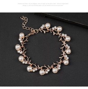 Conjunto de joyería de perlas galvanizadas de aleación de buena calidad collar de perlas pendientes pulsera conjunto de joyería nupcial de tres piezas - Product Image 6