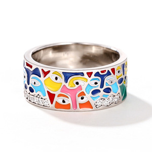 Anello con Design Occhio Colorato, Stile Artistico, Anello da Dito per Donne - Product Image 1