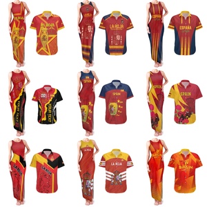 Personalizado España Parejas <span class=keywords><strong>Ropa</strong></span> de Verano Tanque Maxi Fiesta <span class=keywords><strong>Ropa</strong></span> Mujer Vestidos y Camisa Conjunto - Product Image 2