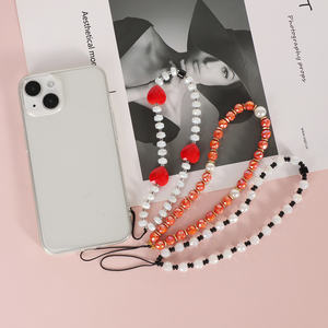 Correa para Teléfono Móvil con Cuentas de Cristal Brillante, Llavero con Forma de Corazón, Joyería DIY, Regalo, Cadena para Teléfono con Brillantes - Product Image 1