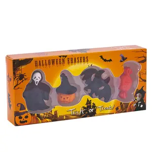 Penghapus item Festival sekolah 3D permen halloween, hantu, Set penghapus karet Puzzle kelelawar untuk anak-anak