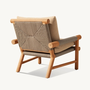 LINDON Modern Design Fields <b>Cane</b> Chair Teak Rattan Lounge Chair Outdoor Fabric Cushion Living Room Home Furniture Armchair - Product Image 2