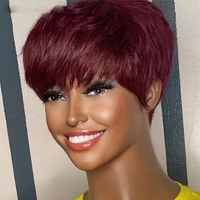 TopEmily cheveux humains pour femmes noires avec frange brésilienne cheveux vierges perruque pas cher fait à la machine courte droite Bob perruque Pixie Cut perruque