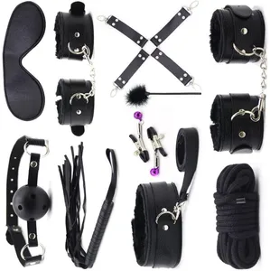 10Pcs Erwachsene Bondage Kit Set Leder Bondage Sex Spielzeug Für Coup SM