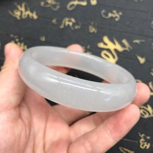 HZ0095 Gelang Giok Putih Transparan Alami Grosir, Gelang Giok Gaya Tinta Abu-abu & Batu Akik Lumut Hijau untuk Wanita - Product Image 4