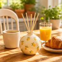 Bouteille diffuseur d'arômes en céramique personnalisée au design citron, style européen, récipient décoratif pour cadeaux, vente en gros