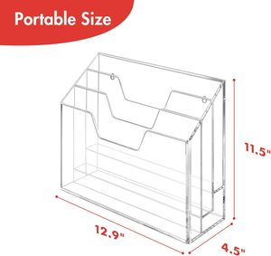 Organizador de Archivos Acrílico Transparente Personalizado de 3 Niveles, <span class=keywords><strong>para</strong></span> Colgar en la Pared o de Sobremesa, <span class=keywords><strong>para</strong></span> Revistas y Documentos Verticales - Product Image 2