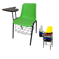Chaise de bureau empilable en plastique et métal avec tablette d'écriture pour salle de conférence, salle de réunion, formation, étude, pour adultes et étudiants