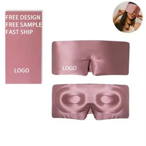 Antifaz de Seda 3D Rosa Sólido, Ancho y sin Tirantes, con Logotipo Personalizado, para Dormir - Product Image 1