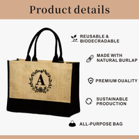 Sac fourre-tout en lin enduit imprimé personnalisé écologique pour faire du shopping à la plage, cadeau promotionnel