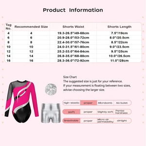 Conjunto de Danza para Niñas de 6 a 16 Años, Fabricante de Ropa de Danza, Leotardo con Pantalones Cortos Metálicos para Gimnasia, Patinaje, Venta al por Mayor - Product Image 6