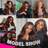 Vente de gros Perruques Full Lace Front Body Wave en chocolat indien brut 13x6 Perruque Lace Frontal en cheveux humains Full HD sans colle Perruque en cheveux vierges