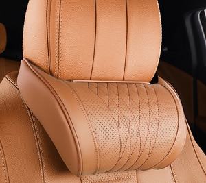 Oreiller de voyage ergonomique en mousse à mémoire de forme et cuir Nappa <span class=keywords><strong>pour</strong></span> le soutien <span class=keywords><strong>cervical</strong></span>, confort de voyage, appui-tête intérieur de <span class=keywords><strong>voiture</strong></span> - Product Image 2