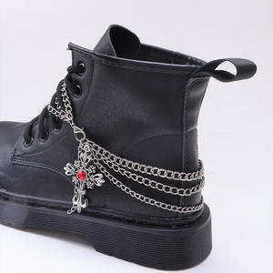 European American Fashion Multi Layer Shoe <b>Chain</b> Ruby Cross Pendant Hip Hop Cool Martin <b>Boot</b> Accessory Unisex - Product Image 1