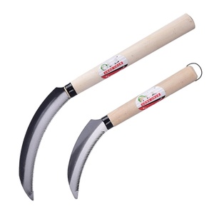 Faucille agricole multifonctionnelle pour jardin, coupe-herbe, manche en bois, à dents de scie, pour la récolte - Product Image 1