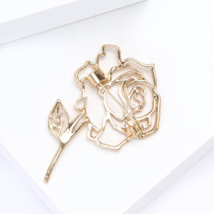 Broche de Flor de Rosa Simple y Elegante con Diseño Tallado para Fiesta, Boda, Insignias Bordadas, Accesorios de Ropa, Pin, Regalos - Product Image 3