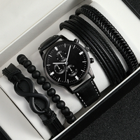 YNJ-13 Nouvelle montre à quartz pour homme, style décontracté, simple, avec bracelet noir, coffret cadeau