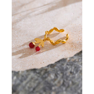 Jinأنت مطلية بالذهب PVD قابلة للتعديل ، أحجار من الفولاذ المقاوم للصدأ الشهيرة ، قطرة كرز مفتوحة من حجر الراتنج - Product Image 3