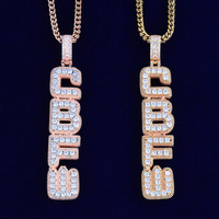 Pendentif personnalisé avec initiale en police verticale NUOYA, entièrement serti de pierres, plaqué argent, pendentif personnalisé avec lettre en CZ, plaque de nom, bijoux