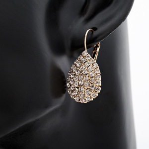 Boucles d'oreilles clips plaquées or 10K en or massif, motif goutte d'eau, avec chaîne griffe, bijoux E601, les plus vendues sur Wish - Product Image 4