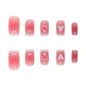 Almendra corta cuadrada negra puntas francesas Nail Art 3D Press-on Gel Bling Faux-Nails <span class=keywords><strong>pies</strong></span> <span class=keywords><strong>UÑAS</strong></span> DE Gel postizas - Product Image 6