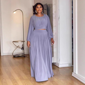 Toptan 2026 Yeni Sonbahar Modası Seksi Zarif Yuvarlak Yaka Uzun Kollu Üst Yarım Etek Kadın Takımları - Product Image 2