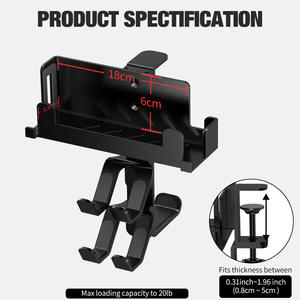 Support de bureau flexible pour casque et manette de jeu DualSense Chicon 360° rotatif, en <span class=keywords><strong>acier</strong></span> carbone, sans perçage, avec gestion des câbles - Product Image 5