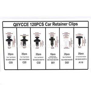 QIIYcce 120Pcs <b>Car</b> Retainer <b>Clips</b> Universal Push Type For Bumper Fender Door Trim Repair Kit With Tool - Product Image 5