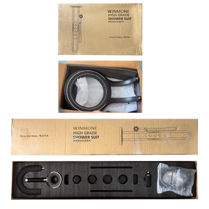 Système de douche thermostatique noir mat avec écran LED, cascade, pluie, affichage numérique, colonne de massage corporel, kit <span class=keywords><strong>d</strong></span>'installation et mitigeur - Product Image 6