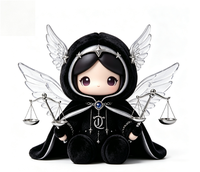 Figurine Magique Ange du Zodiaque Libra Personnalisée OEM en PVC et ABS avec Cape en Peluche Douce et Moelleuse, Boîte Mystère Constellation, Jouet Artistique