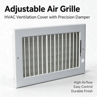 Grille d'aération commerciale en acier laminé à froid de haute qualité 12*6 à simple lamelle avec contrôle manuel de la direction de l'air