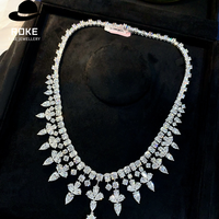 Collier de luxe pour femme avec motif floral, diamant de 10,5 carats de forme poire cultivé en laboratoire, or blanc 9K-18K