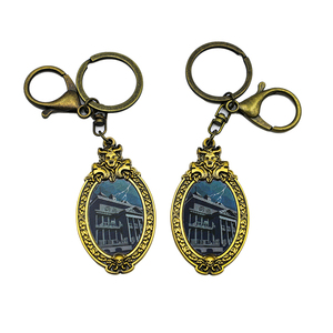 Vintage Antique Brass Oval Shape Changing Filp 3D Lenticular Key Chain Keychain with <b>Snap</b> <b>Hook</b> - Product Image 3