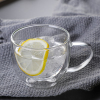 Vente en gros de tasses à café en verre borosilicate à double paroi isolées de 7 oz, sans BPA, résistantes à la chaleur, avec poignée, personnalisables