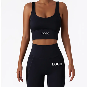 Set Yoga Senza Cuciture in 5 Pezzi: Leggings a Vita Alta, Top a Maniche Lunghe, Reggiseno Sportivo, Completo da <span class=keywords><strong>Palestra</strong></span> <span class=keywords><strong>per</strong></span> Donna - Product Image 2