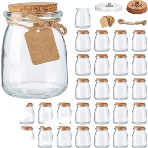Offre Spéciale forme Unique 7oz 200ml pots <span class=keywords><strong>de</strong></span> Pudding transparents vides pots à <span class=keywords><strong>yaourt</strong></span> avec couvercles en PE et couvercles en liège - Product Image 1