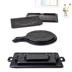 Plats de service en mélamine de haute qualité, grands, pour la restauration, avec poignée, noirs, incassables, ensembles de plats en mélamine pour restaurant - Product Image 3