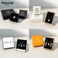 Boîte à Bijoux en Papier Luxe avec Couvercle et Fond, Logo Personnalisé, pour Emballage Cadeau de Bagues, Colliers, Boucles d'Oreilles et Bracelets