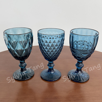 300ml vente en gros Vintage Cocktail verre à vin tasse bord doré multi couleur verrerie fête de mariage vert bleu violet rose gobelets