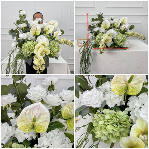 Ramo de Flores Artificiales Blancas y Verdes, Decoración para Eventos y Altares, Flores de Hortensia Artificiales al por Mayor, Ramo Decorativo para Pasillos - Product Image 3