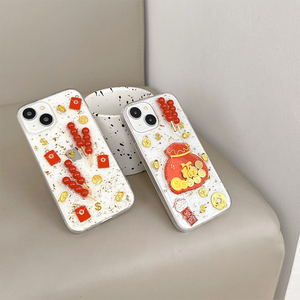 <span class=keywords><strong>Coque</strong></span> de téléphone portable coréenne en silicone avec paillettes, motif de bonbons de prune confits, lingot d'or, pièce de monnaie, sac porte-bonheur, pochette <span class=keywords><strong>rouge</strong></span> pour <span class=keywords><strong>iPhone</strong></span> 14 16 Pro Max 15 17 - Product Image 5