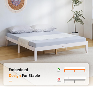 Cadre de <span class=keywords><strong>lit</strong></span> pleine grandeur en pin massif, plateforme de <span class=keywords><strong>lit</strong></span> de style mid-century avec rangement de 12 pouces, <span class=keywords><strong>hauteur</strong></span> réglable, pour enfants et adultes, style bohème, sans sommier - Product Image 5