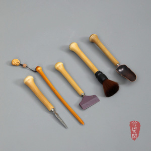 Bamboo Tea Utensil Set 6 Pieces With Scoop Brush Spatula Knife For Tea Ceremony - Product Image 2