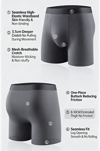 Herren Anti-Scheuer G-String mit Erweiterung, hochelastisch, gestrickt, bedruckt, Übergröße, nicht aufrollend, Sportunterwäsche für große Männer - Product Image 6