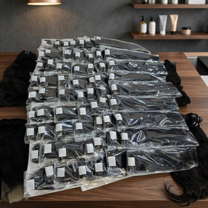 Extensions de cheveux humains Remy indiens 100 % naturels Excellence Hair, noirs, ondulés, double épaisseur, trame machine, 100 g/pièce, peuvent être permanentés - Product Image 4