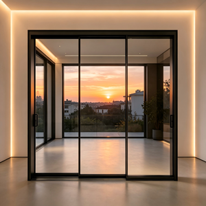 Porte coulissante d'entrée en alliage d'aluminium à économie d'énergie Deioux avec verre Low-E pour bureaux et commerces, personnalisable OEM ODM - Product Image 1