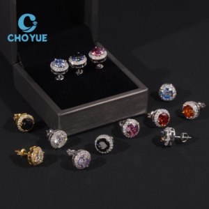 Pendientes de Diamantes Coloridos en Plata de Ley 925 con Moissanita VVS, Joyería Deslumbrante y Brillante Unisex - Product Image 5